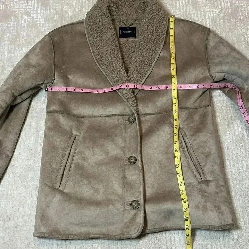 Lucky Brand Faux Shearling Button-Front Coat Women’s Size L - Picture 4 of 10
